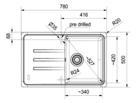 Кухонная мойка FRANKE BSG 611-78 L стоп-вентиль, графит 114.0683.321