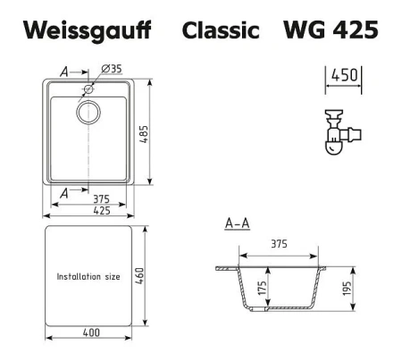 Кухонная мойка WEISSGAUFF WG 42503 Classic Light Grey