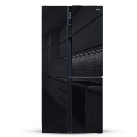 Холодильник GINZZU NFK-610 Black glass — фото