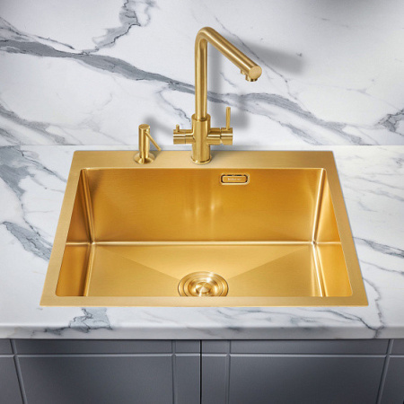 Кухонная мойка MILACIO Denia 59 Steel MC.77498 золото