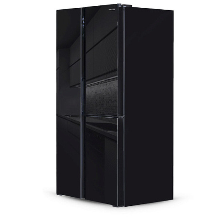 Холодильник GINZZU NFK-610 Black glass — фото