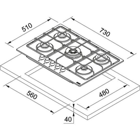 Газовая панель Franke FHSM 755 4G DC XS C